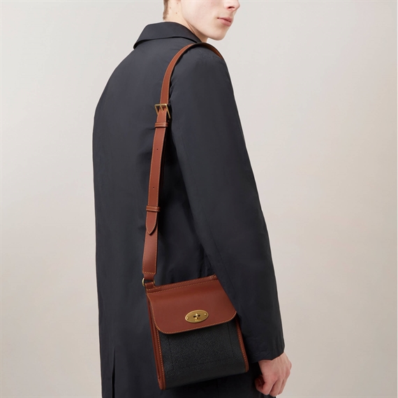 Mulberry Small Antony Black & Cognac Eco Scotchgrain